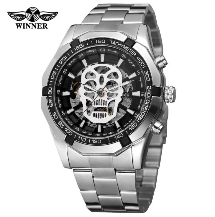 European And American Men's Fashionable And Casual Luminous Skull Hollow Automatic Mechanical Watch