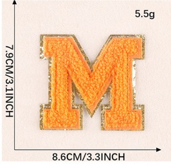 Computerized Embroidery Alphabet Gold Towel Embroidery Garment Accessories