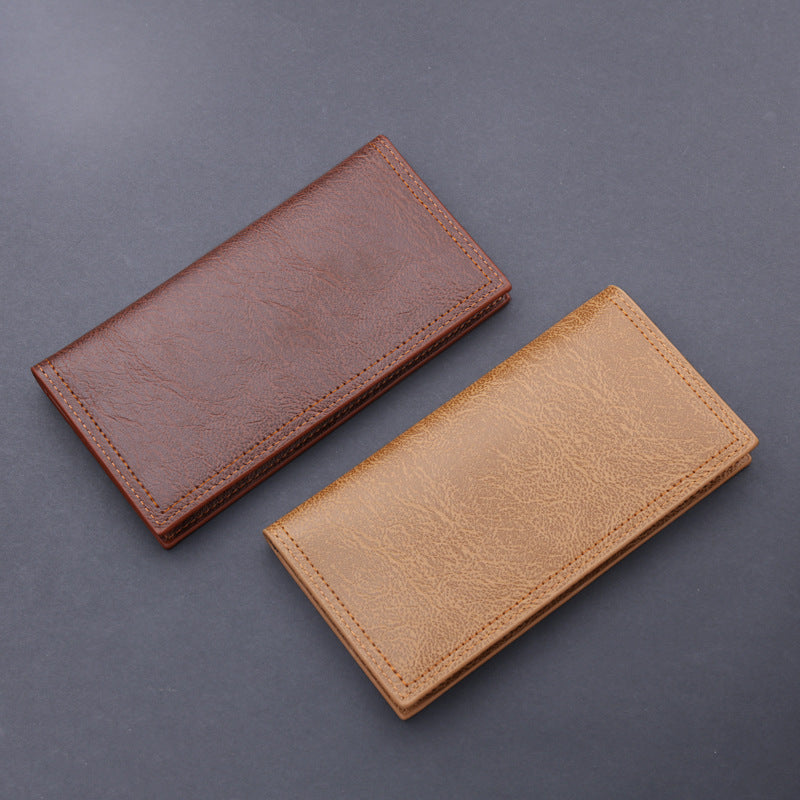 Men's Wallet Long Men's Wallet Wax Leather Long Wallet Men's Gift Vintage Cross-border Men's Wallet Wholesale