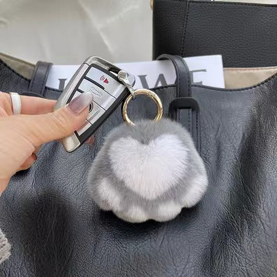 Cat Claw Plush Pendant Girl Heart Schoolbag Pendant Cute Cat Keychain Pendant Girl Small Gift