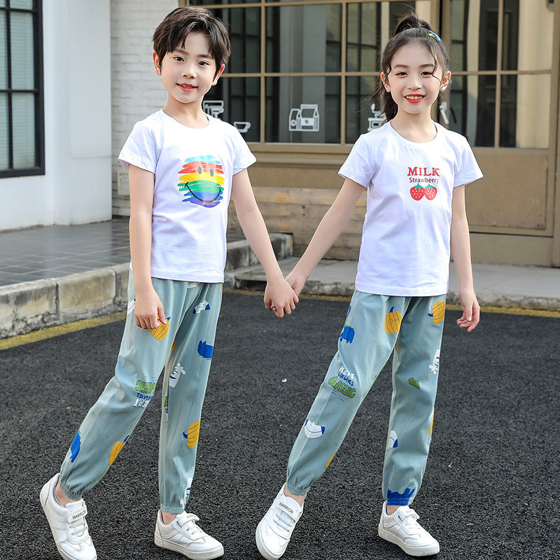 Children's Mosquito-proof Pants Pure Cotton Summer Boys' Sports Ankle-tied Pants Girls' Casual Trousers Children's Baby Bloomers