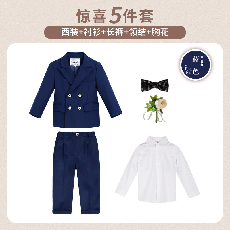 Children's Suit Boys' Handsome Suit Vest Suit Flower Children's One-year-old Dress Children's Host Piano Costume