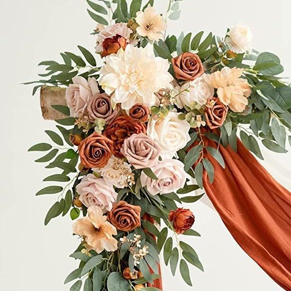 Wedding Arch Flower Four-piece Set Simulation Flower Wedding Flower Art Two Flowers Two Yarns Outdoor Decoration Scene Layout