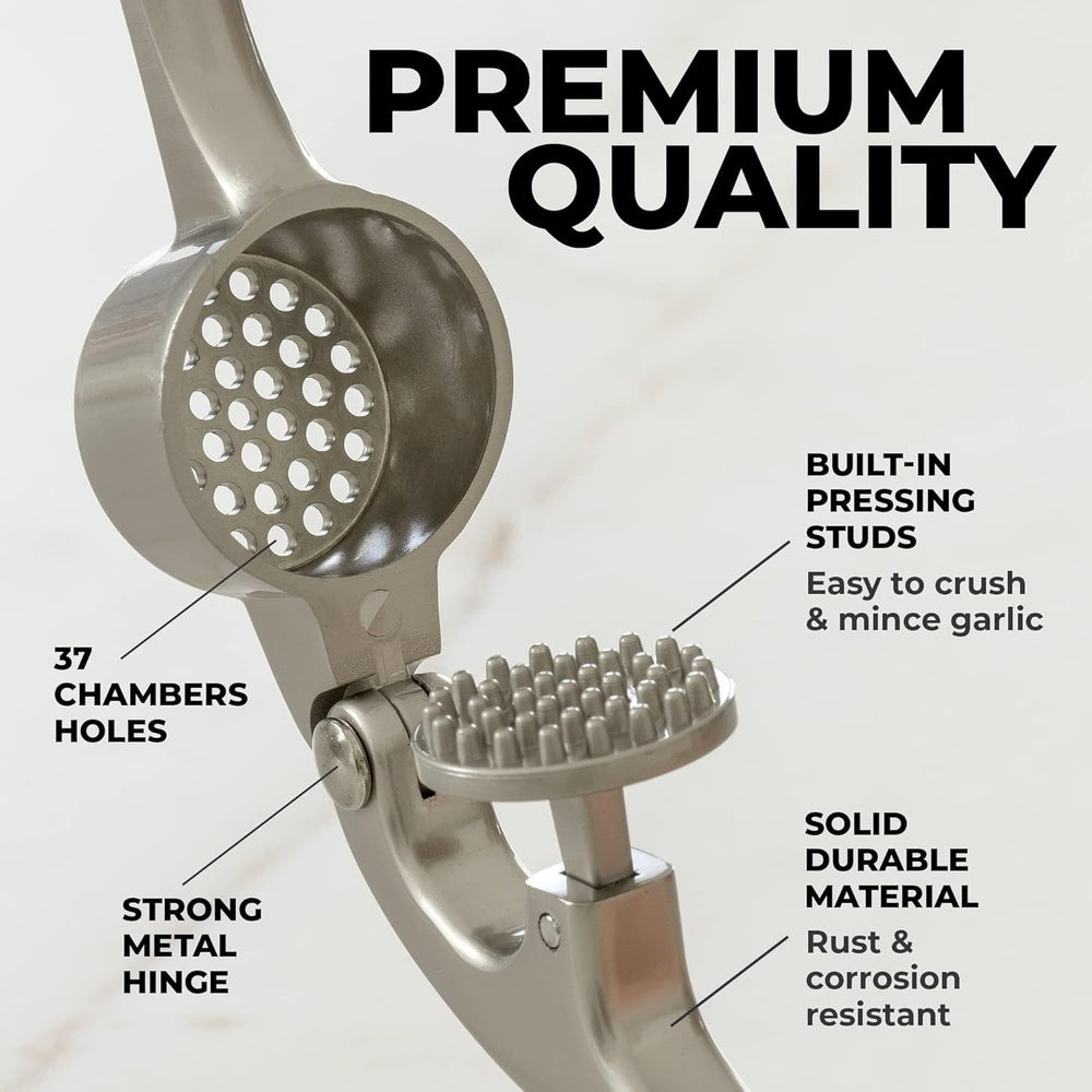 Kitchen Manual Garlic Press Zinc Alloy Nickel Plated Stainless Steel Color Household Manual Peeling Garlic Peeler Suit