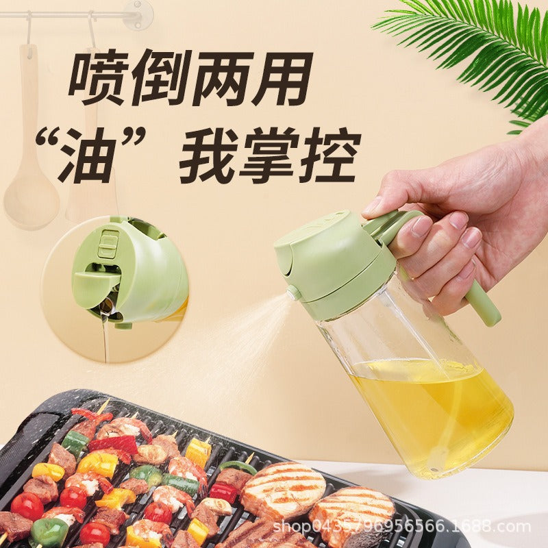 Oil Spray Pot Oil Spray Bottle Kitchen Household Creative Glass Oil Pot Dual-use 2-use Integrated Oil Bottle Cross-border Foreign Trade