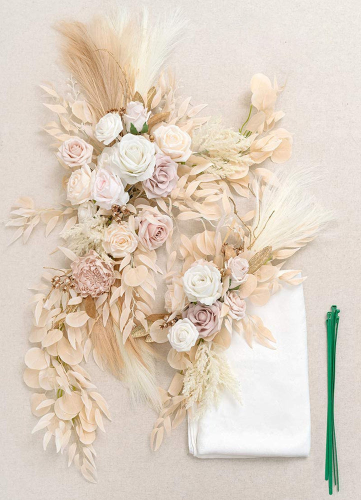 Wedding Arch Flower Four-piece Set Simulation Flower Wedding Flower Art Two Flowers Two Yarns Outdoor Decoration Scene Layout