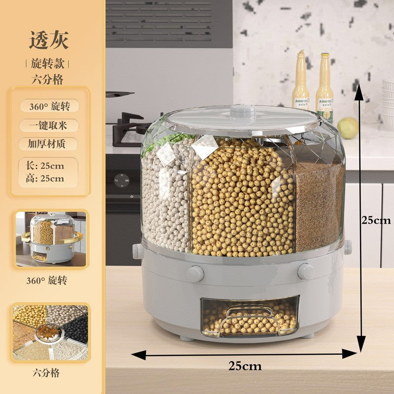 Grain Rice Bucket Household Large-capacity Compartmentalized Rice Bucket Multi-functional Insect-proof And Moisture-proof Rotatable Sealed Rice Bucket