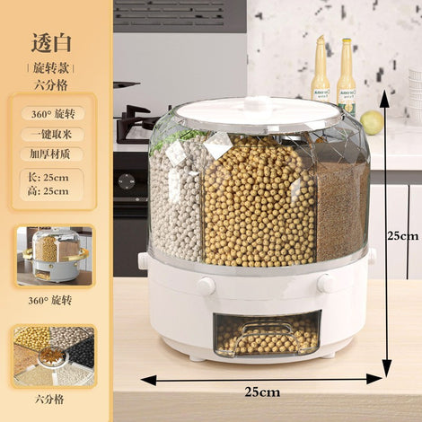 Grain Rice Bucket Household Large-capacity Compartmentalized Rice Bucket Multi-functional Insect-proof And Moisture-proof Rotatable Sealed Rice Bucket