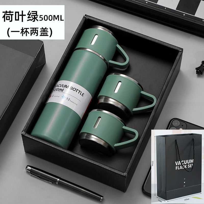 High-end Gifts Suit A Cup Of Three-cover Thermos Cup Corporate Business Gifts Portable Vacuum Thermos Cup Men's Gifts