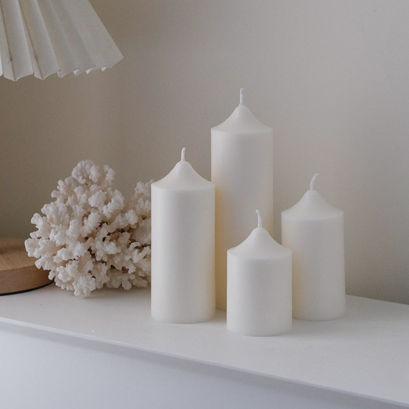 Homemade Scented Candle White Spire Thick Cylindrical Candle Wedding Souvenir Home Furnishings B&B Soft Decoration