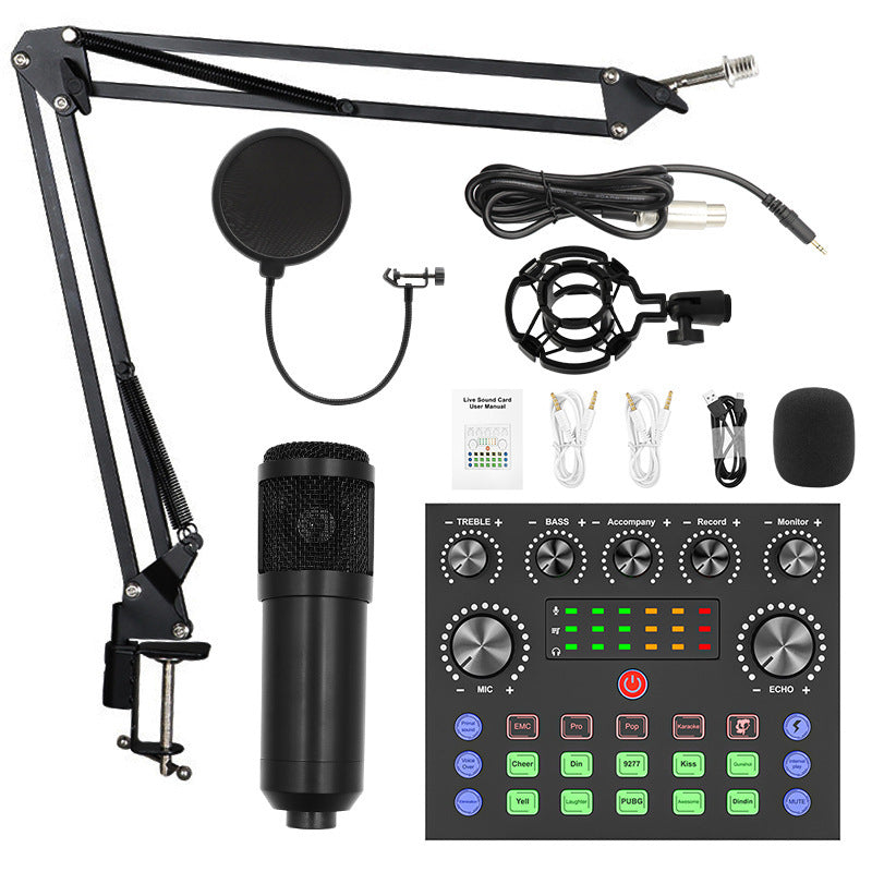 BM800 Condenser Microphone Suit Cantilever Bracket Mobile Phone Recording Karaoke V8 Sound Card Live Broadcast Wired Plastic Microphone