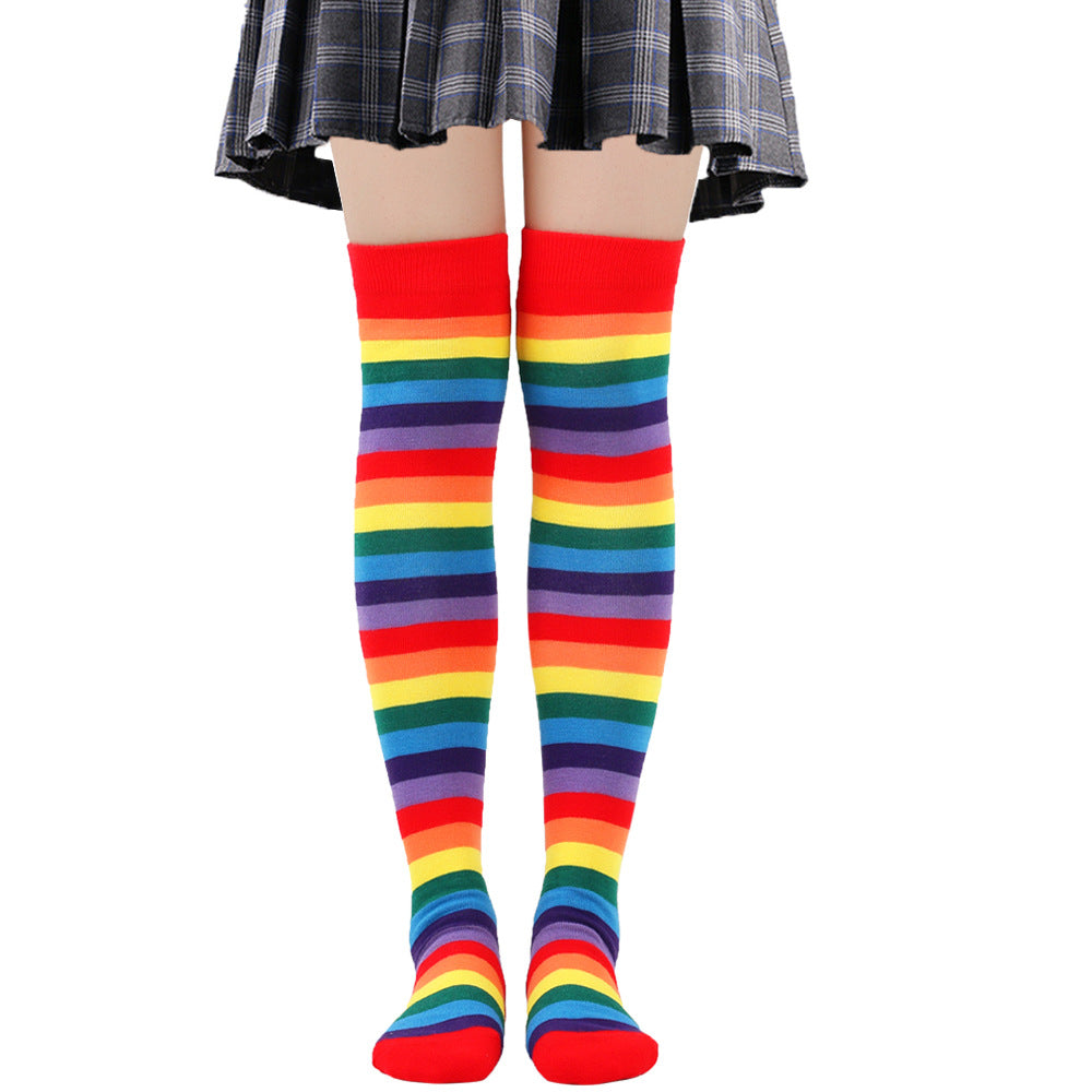 Color Stockings High Tube Knee Socks Children's Stockings Cross-border Party Socks Animation Cosplay Stripe Socks