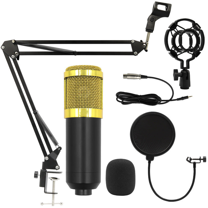 BM800 Condenser Microphone Suit Cantilever Bracket Mobile Phone Recording Karaoke V8 Sound Card Live Broadcast Wired Plastic Microphone