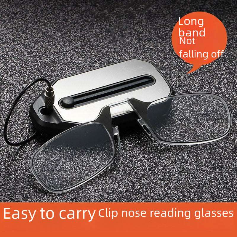 2023 New Style Clip-on-nose Reading Glasses Men's Portable Keychain Foldable Presbyopia Frame Women's Wholesale