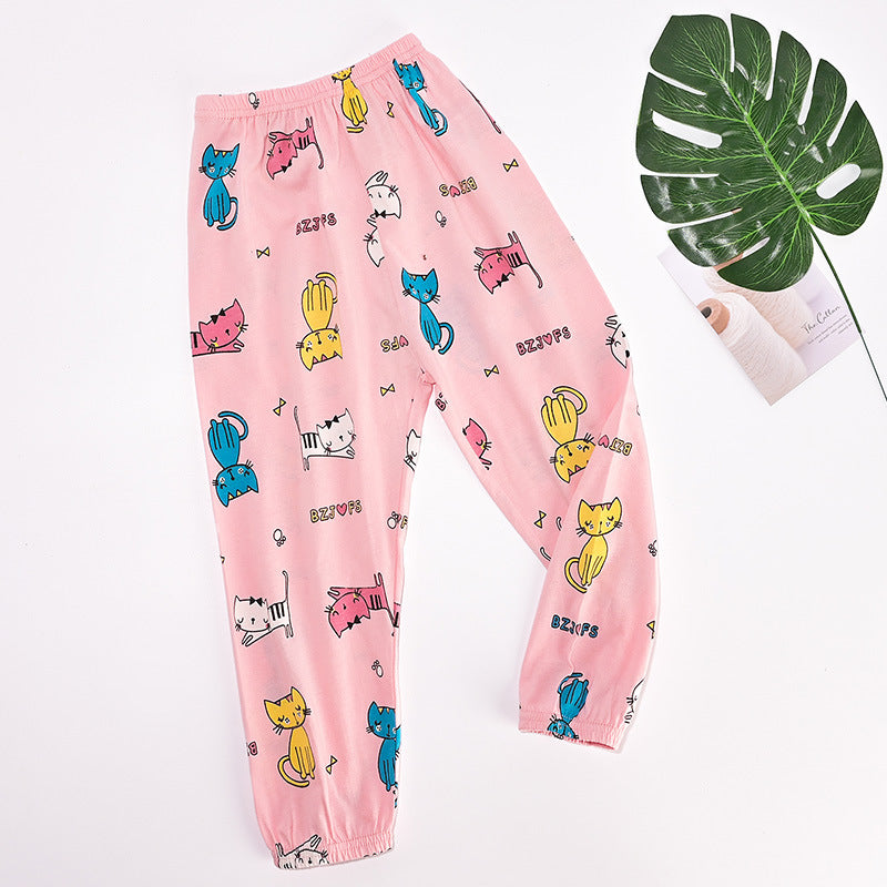 Children's Mosquito-proof Pants Pure Cotton Summer Boys' Sports Ankle-tied Pants Girls' Casual Trousers Children's Baby Bloomers