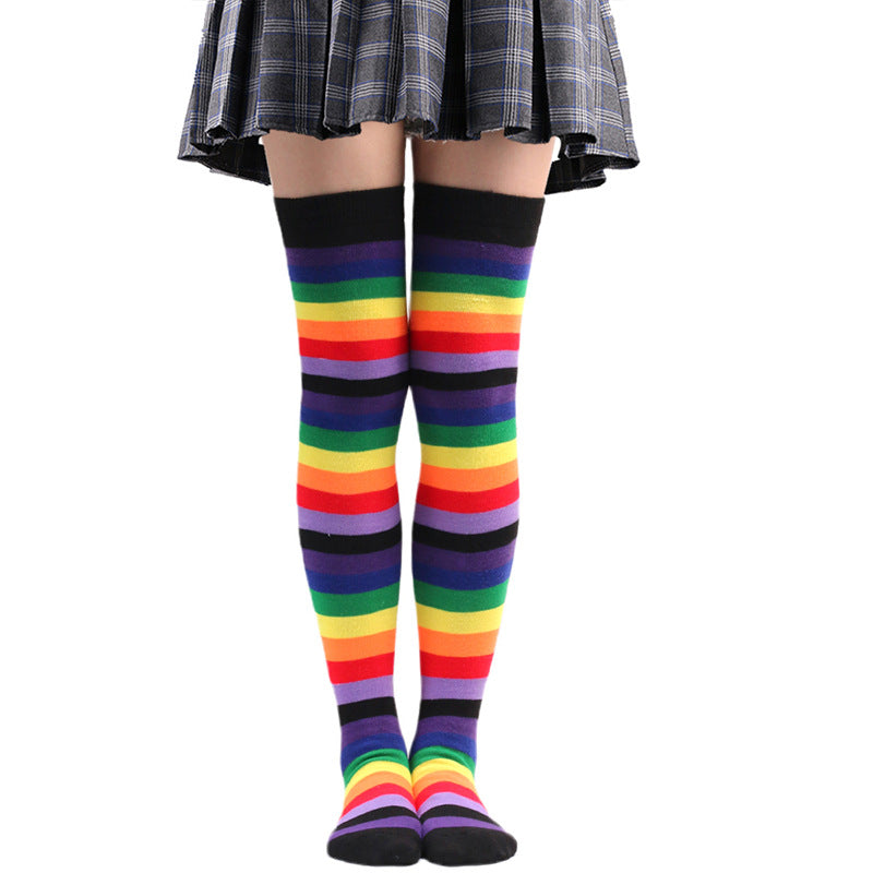 Color Stockings High Tube Knee Socks Children's Stockings Cross-border Party Socks Animation Cosplay Stripe Socks