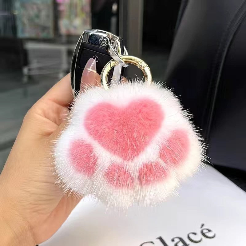 Cat Claw Plush Pendant Girl Heart Schoolbag Pendant Cute Cat Keychain Pendant Girl Small Gift