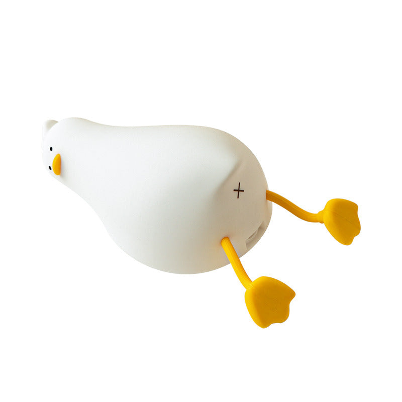 Lying Duck Night Light Turn-over Duck Silicone LED Rechargeable Bedside With Sleeping Pat Light Mobile Phone Holder Creative Night Light