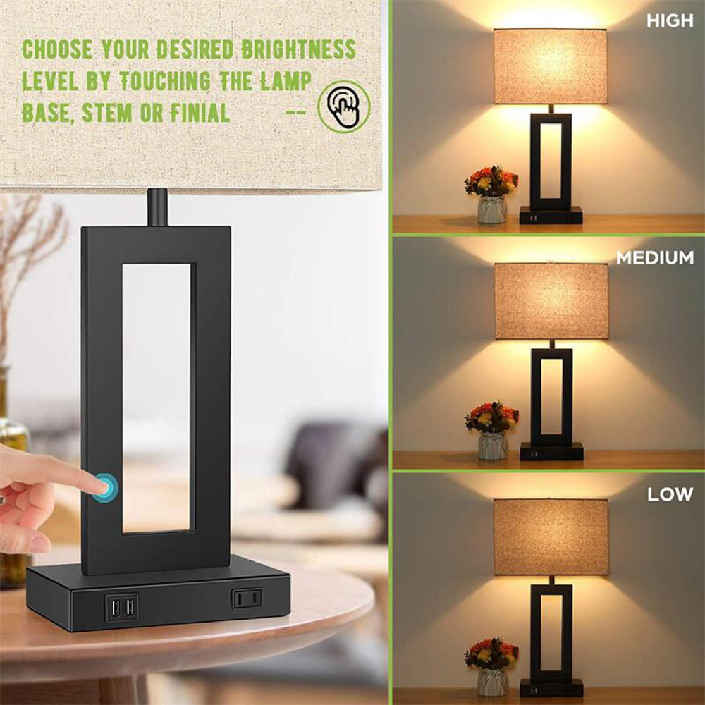 Simple Retro Table Lamp Bedroom Creative Bedside USB Charging Touch Dimming LED Light  American Decorative Table Lamp