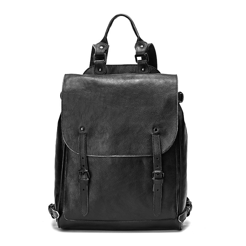 Vegetable Tanned Leather Cowhide Computer Bag Business Backpack Men's Large Capacity Folding Cross-border Computer Men's Travel Backpack