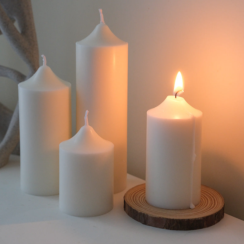 Homemade Scented Candle White Spire Thick Cylindrical Candle Wedding Souvenir Home Furnishings B&B Soft Decoration