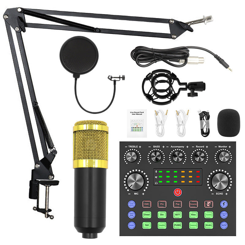 BM800 Condenser Microphone Suit Cantilever Bracket Mobile Phone Recording Karaoke V8 Sound Card Live Broadcast Wired Plastic Microphone