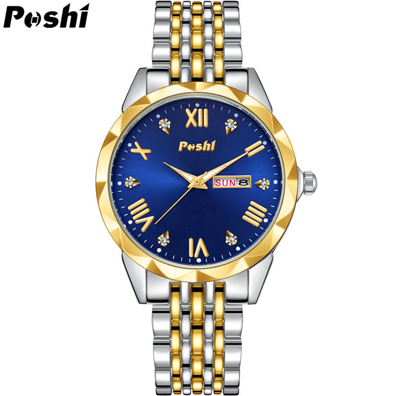 POSHI Quartz Watch Business Fashion Double Calendar Luminous Men's Watch Fashion