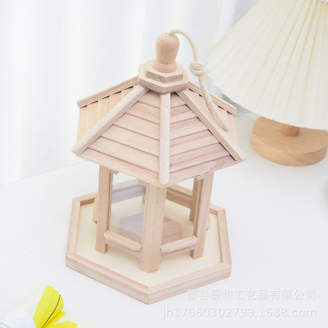 Outdoor Bird Feeder Wooden Bird House Ornaments Parrot Bird&#039;s Nest Bird Cage Automatic Feeder Cao County Crafts