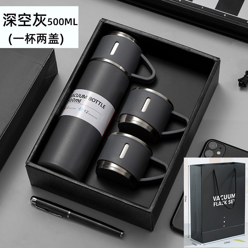 High-end Gifts Suit A Cup Of Three-cover Thermos Cup Corporate Business Gifts Portable Vacuum Thermos Cup Men's Gifts