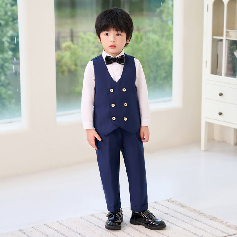 Children's Suit Boys' Handsome Suit Vest Suit Flower Children's One-year-old Dress Children's Host Piano Costume