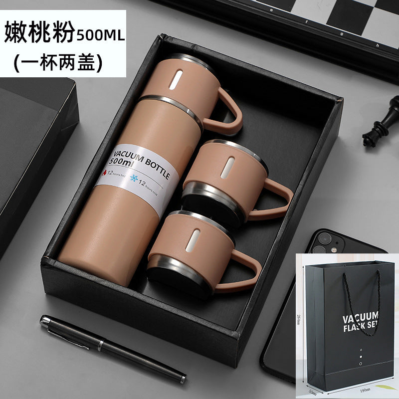 High-end Gifts Suit A Cup Of Three-cover Thermos Cup Corporate Business Gifts Portable Vacuum Thermos Cup Men's Gifts