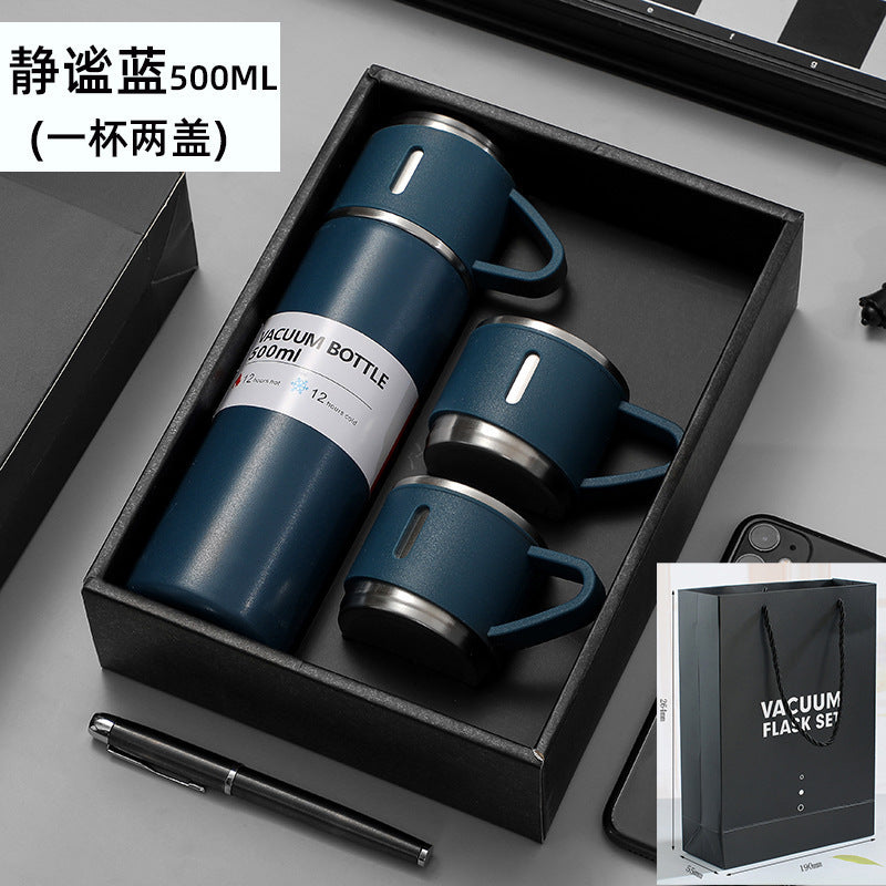 High-end Gifts Suit A Cup Of Three-cover Thermos Cup Corporate Business Gifts Portable Vacuum Thermos Cup Men's Gifts