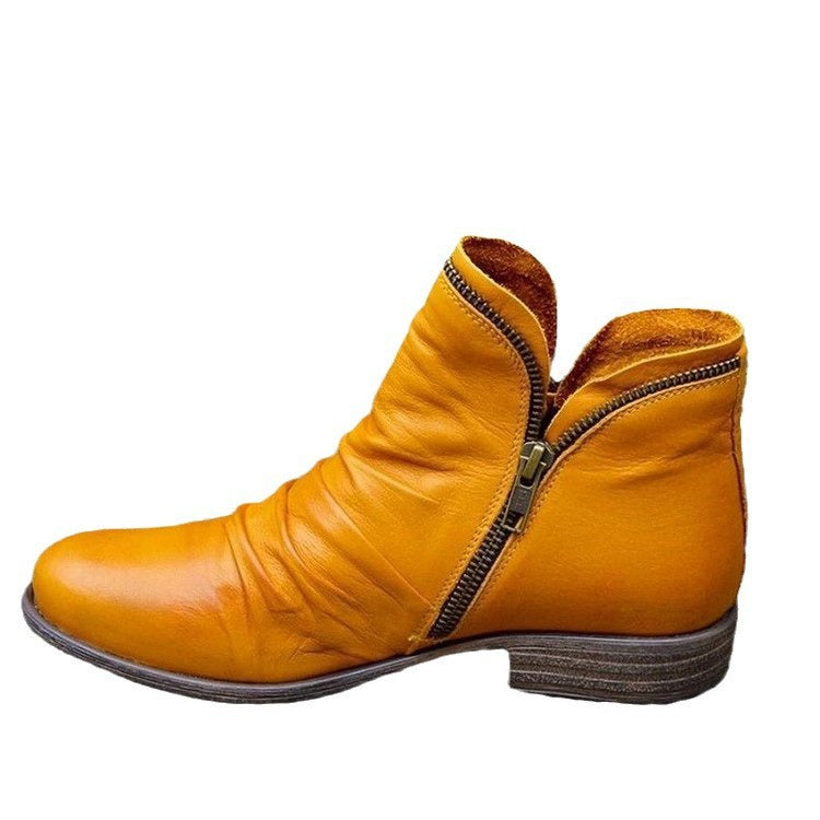 Autumn And Winter New Hot Selling Round Toe Side Zipper Short Boots Women's Fashion Boots