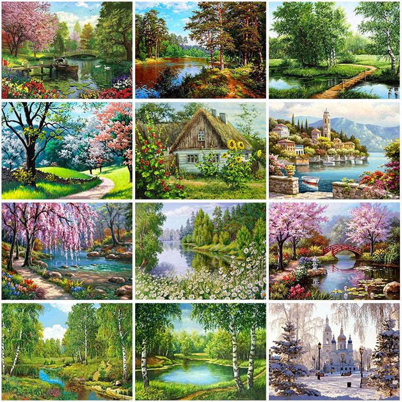 5d Diamond Painting Full Of Diamond Landscape Diamond Embroidery Decorative Painting