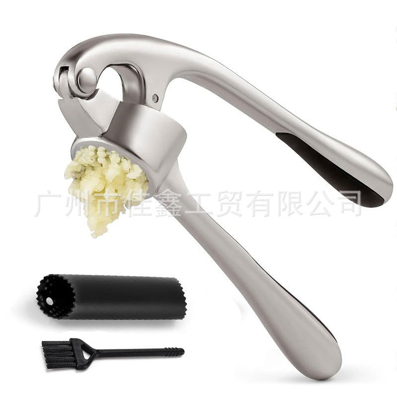 Kitchen Manual Garlic Press Zinc Alloy Nickel Plated Stainless Steel Color Household Manual Peeling Garlic Peeler Suit