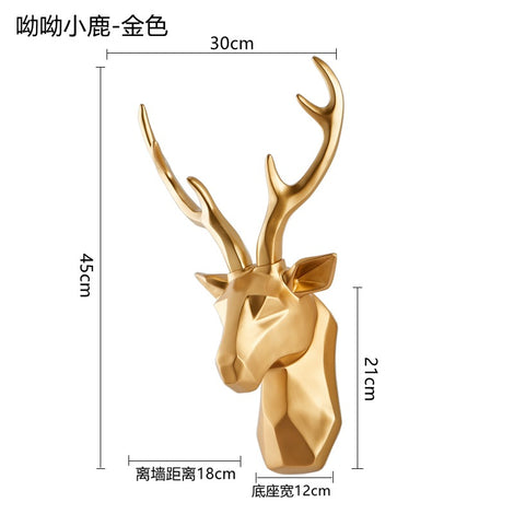 Nordic Style Deer Head Wall Hanging Resin Animal Head Pendant Living Room TV Sofa Background Wall Decorations Wholesale