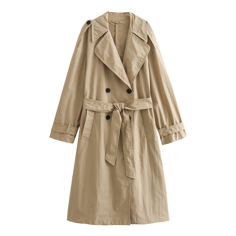 Foreign Trade 2023 Autumn New Women's Clothing Retro British Style Commuter Classic Mid-length Trench Coat 8073222