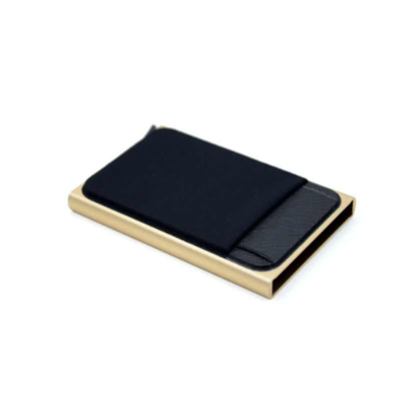 Automatic Pop-up Business Card Case Anti-RFID Card Case Bank Card Box Metal Entrainment Elastic Cloth Card Sticker Large Capacity