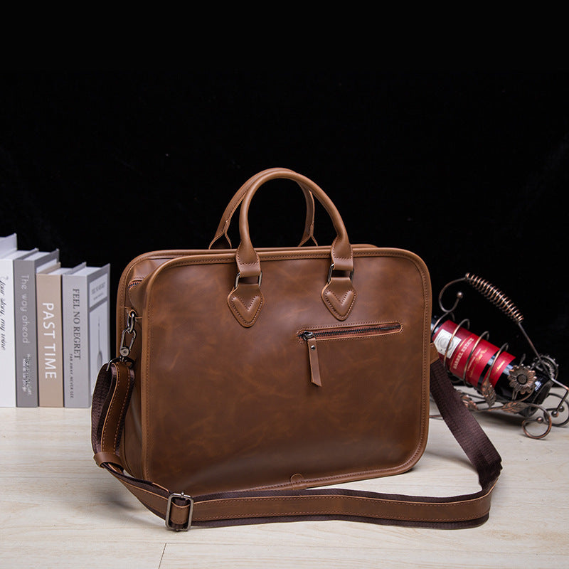 Men's Bag Retro Stereotype Handbag Men's Briefcase Large Capacity Business Bag Korean-style Shoulder Crossbody Computer Casual Bag