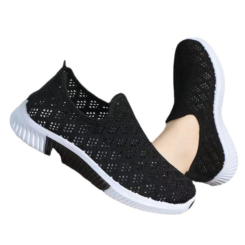 Mesh Shoes Women's Summer Old Beijing Cloth Shoes Casual Breathable Casual Shoes Non-slip Soft Sole Flying Weaving Women's Shoes Comfortable Mother Shoes