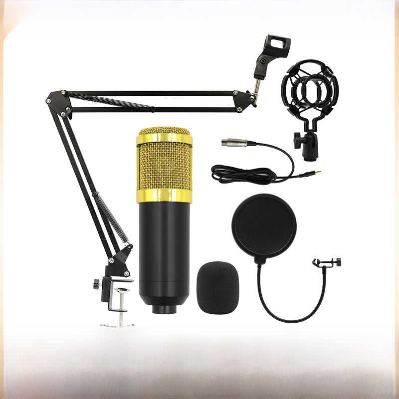 BM800 Condenser Microphone Suit Cantilever Bracket Mobile Phone Recording Karaoke V8 Sound Card Live Broadcast Wired Plastic Microphone