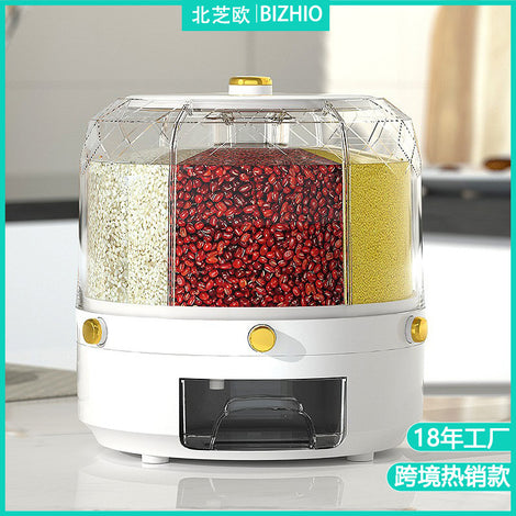 Grain Rice Bucket Household Large-capacity Compartmentalized Rice Bucket Multi-functional Insect-proof And Moisture-proof Rotatable Sealed Rice Bucket