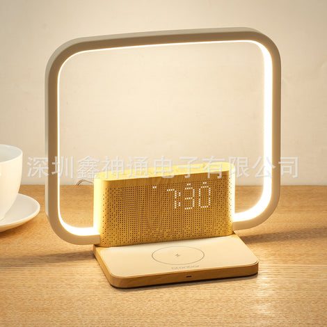 New Bedside Lamp Double Alarm Clock 10W Wireless Charging Natural Sound Wake-up Light Three-gear Touch Night Light Reading Eye Protection