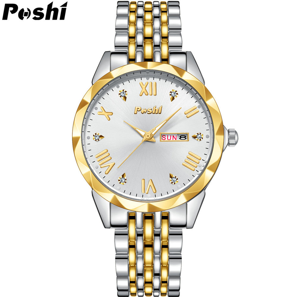 POSHI Quartz Watch Business Fashion Double Calendar Luminous Men's Watch Fashion