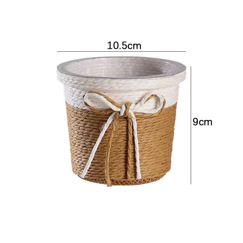 Paper Rope Woven Flower Pot Japanese Style Balcony Vase Waterproof Pot Indoor Decorative Flower Pot Green Plant Flower Basket