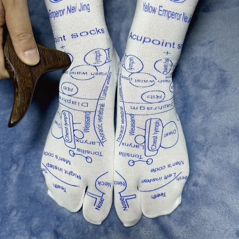 Cross-border English Foot Massage Acupoint Socks Foot Massage Health Care Acupuncture Socks Foot Massage Meridian Acupuncture Diagram Socks