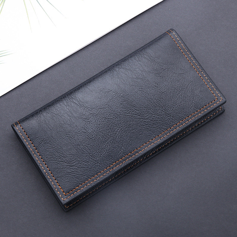 Men's Wallet Long Men's Wallet Wax Leather Long Wallet Men's Gift Vintage Cross-border Men's Wallet Wholesale