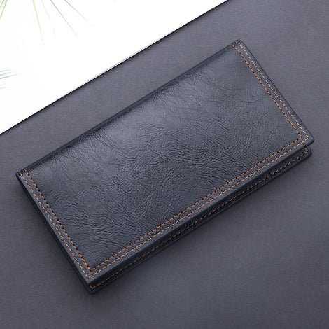 Men&#039;s Wallet Long Men&#039;s Wallet Wax Leather Long Wallet Men&#039;s Gift Vintage Cross-border Men&#039;s Wallet Wholesale