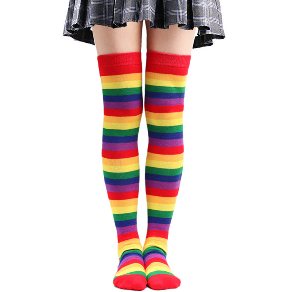 Color Stockings High Tube Knee Socks Children's Stockings Cross-border Party Socks Animation Cosplay Stripe Socks