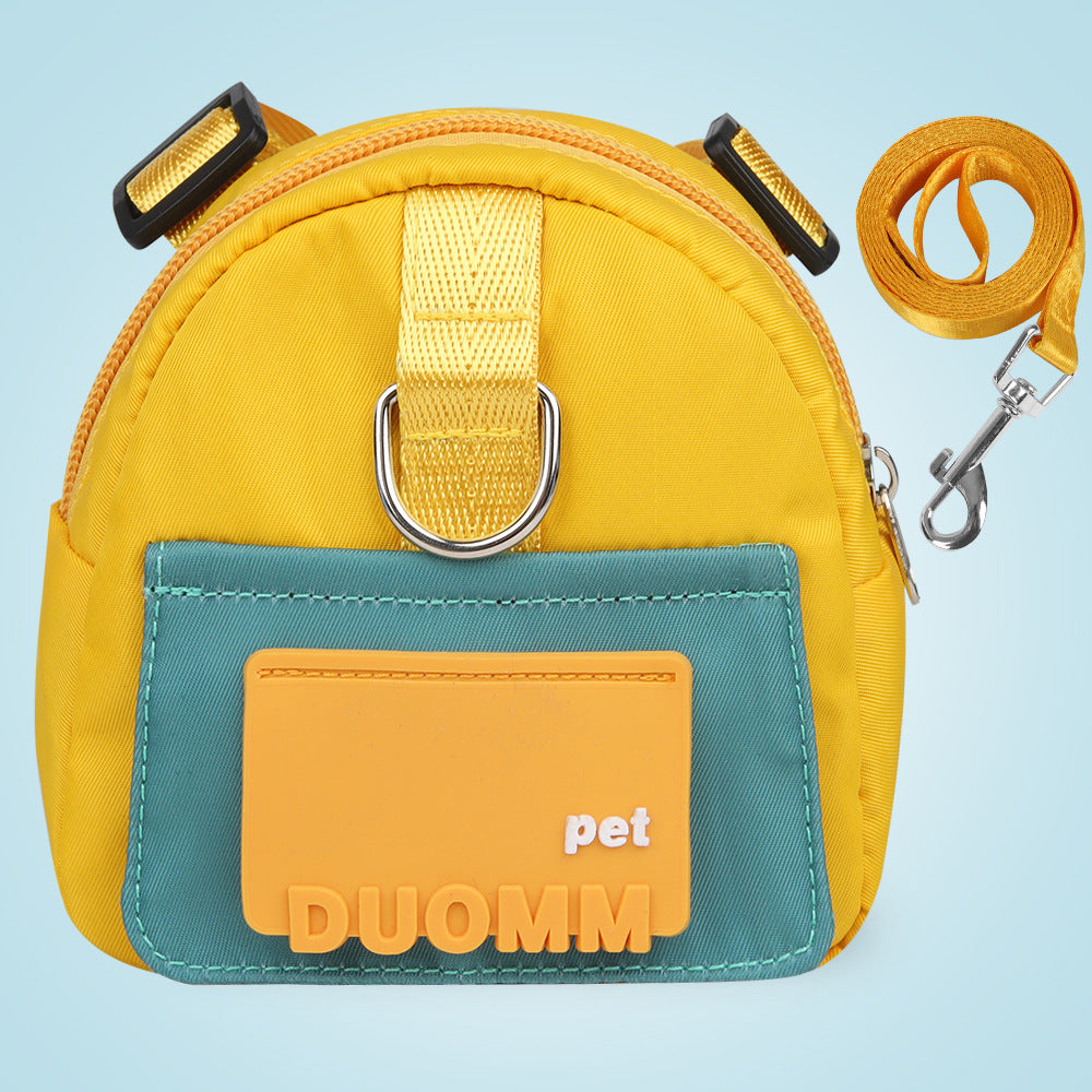 Dog Traction Rope Cartoon Schoolbag Outdoor Travel Pet Self-backpack Pet Supplies Dog Rope